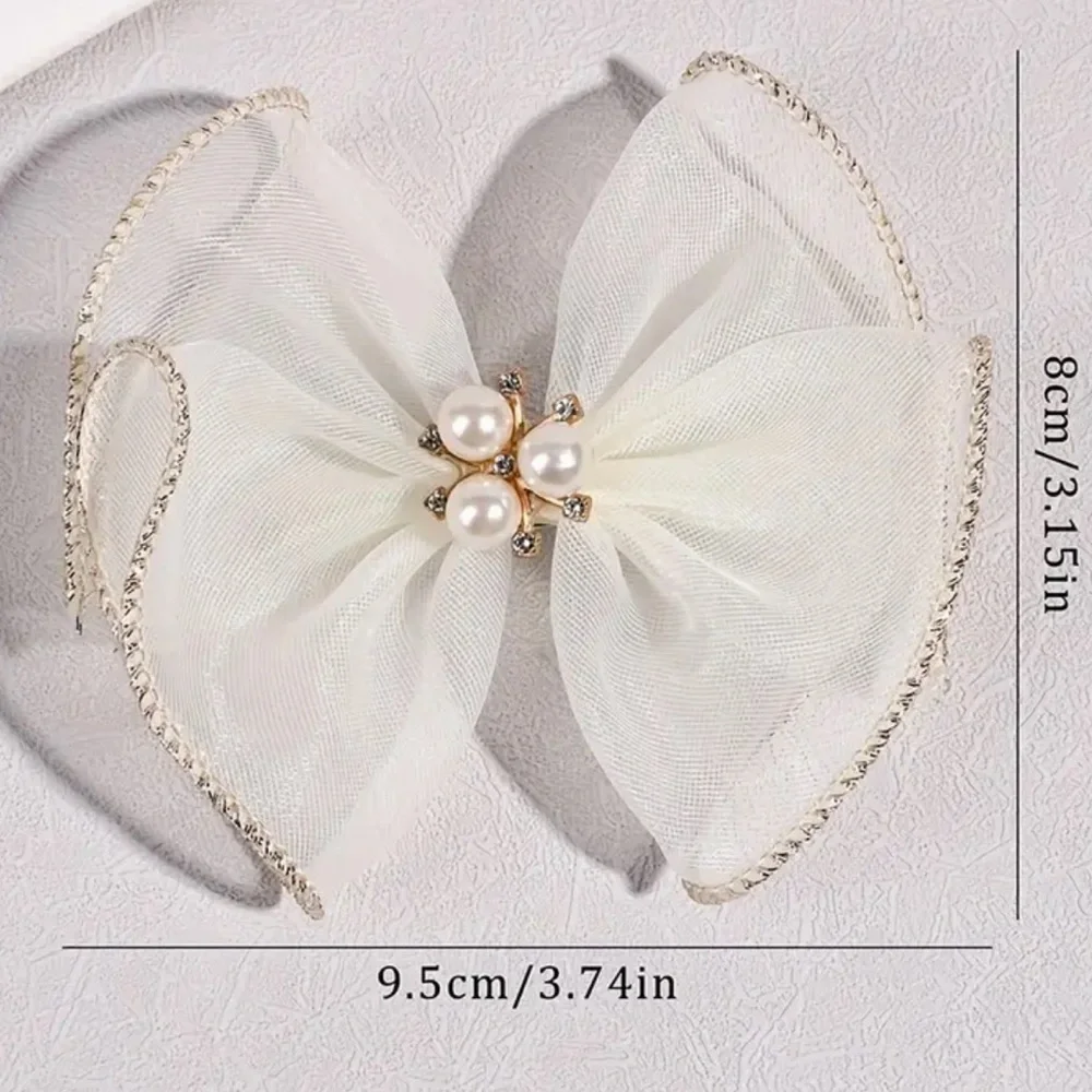 2pcs White pearl bow hair clip New ✨✨✨